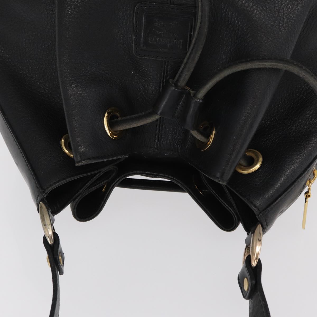 Burberrys Shoulder Bag Leather Black Gold Auth ep13262