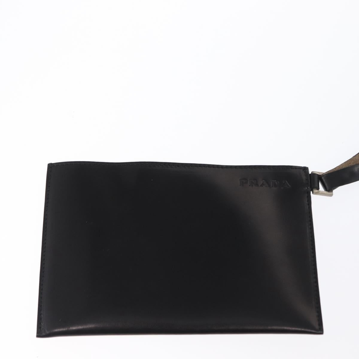 PRADA Hand Bag Leather Black Auth ep13263