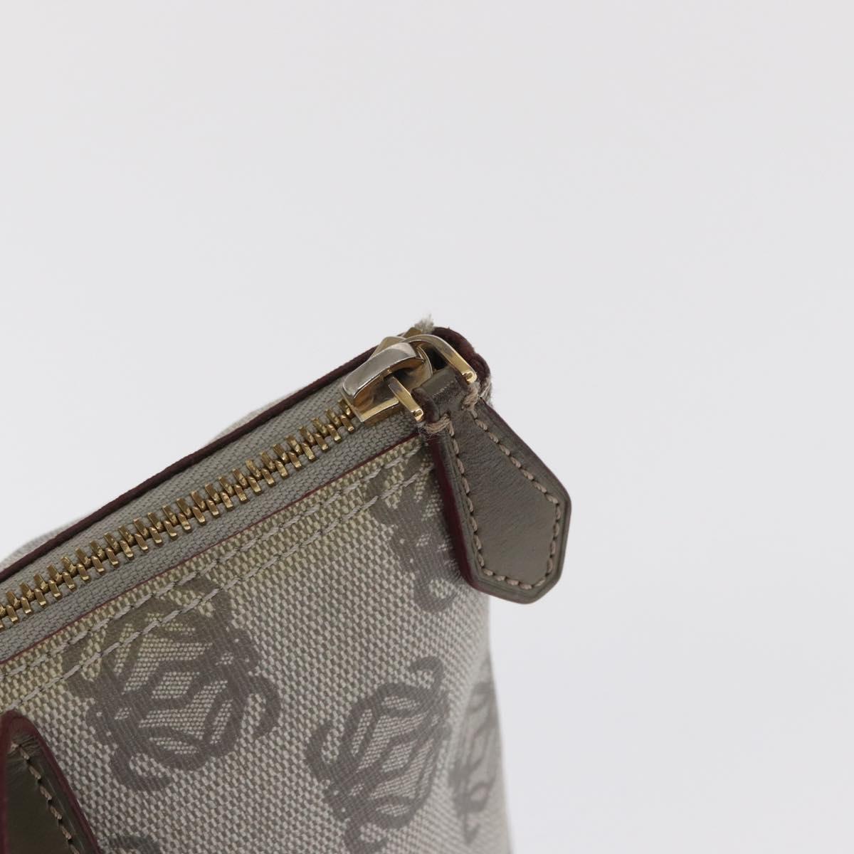 LOEWE Anagram Hand Bag Leather Gray Gold Auth ep13268