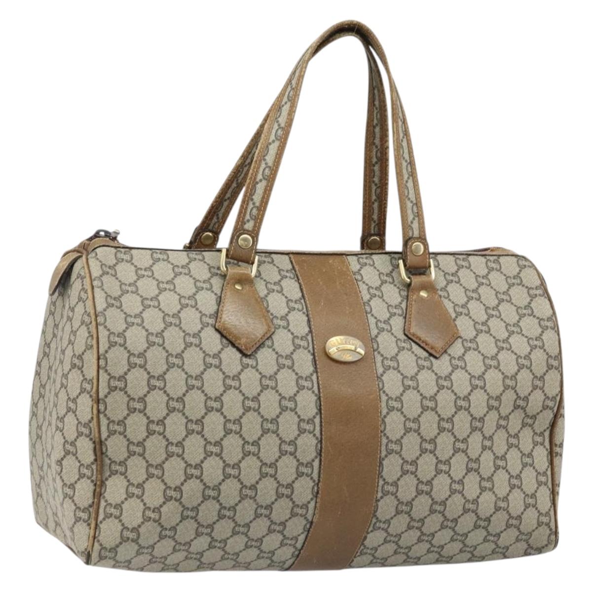 GUCCI GG Plus Supreme Hand Bag PVC Beige Gold Auth ep13270