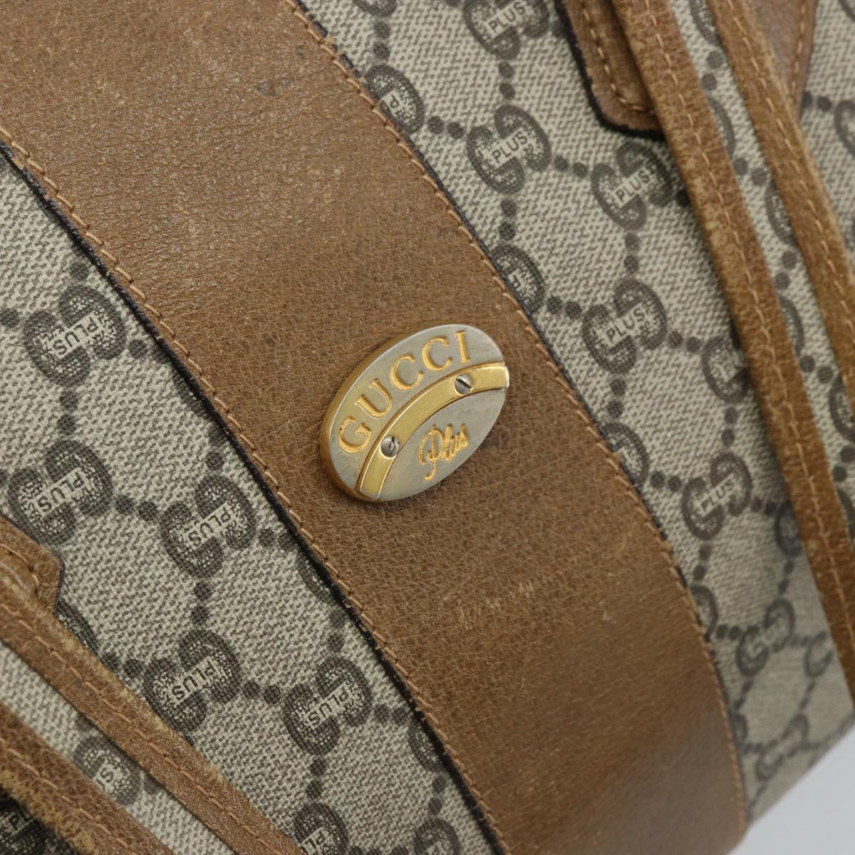 GUCCI GG Plus Supreme Hand Bag PVC Beige Gold Auth ep13270