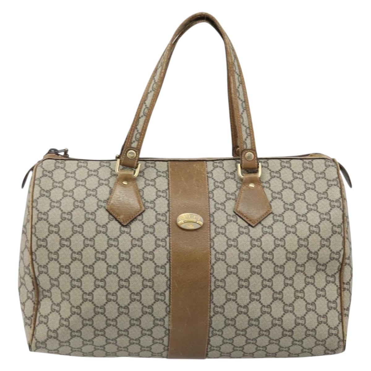 GUCCI GG Plus Supreme Hand Bag PVC Beige Gold Auth ep13270
