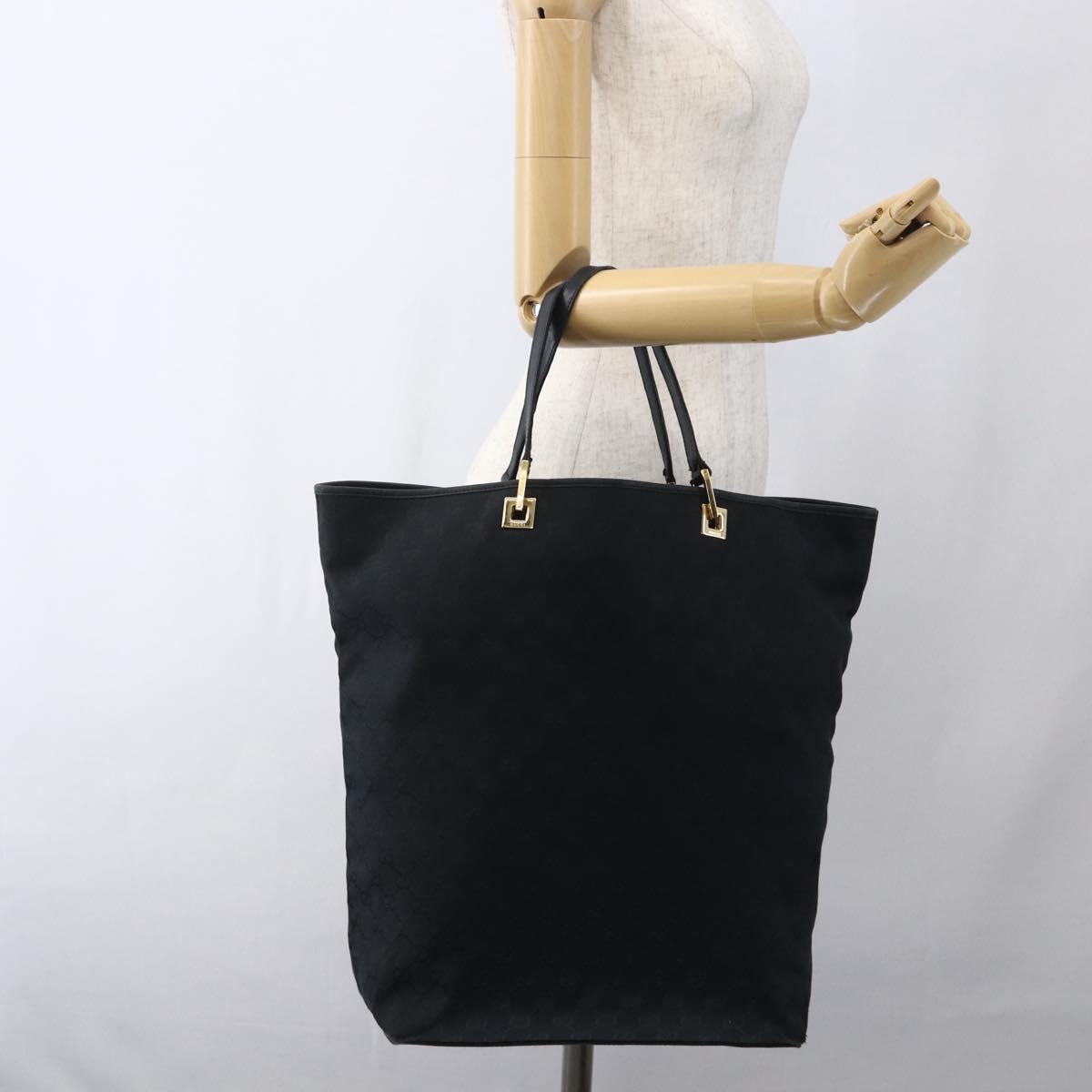 GUCCI GG Canvas Tote Bag Black Gold 002 1097 2404 Auth ep13271