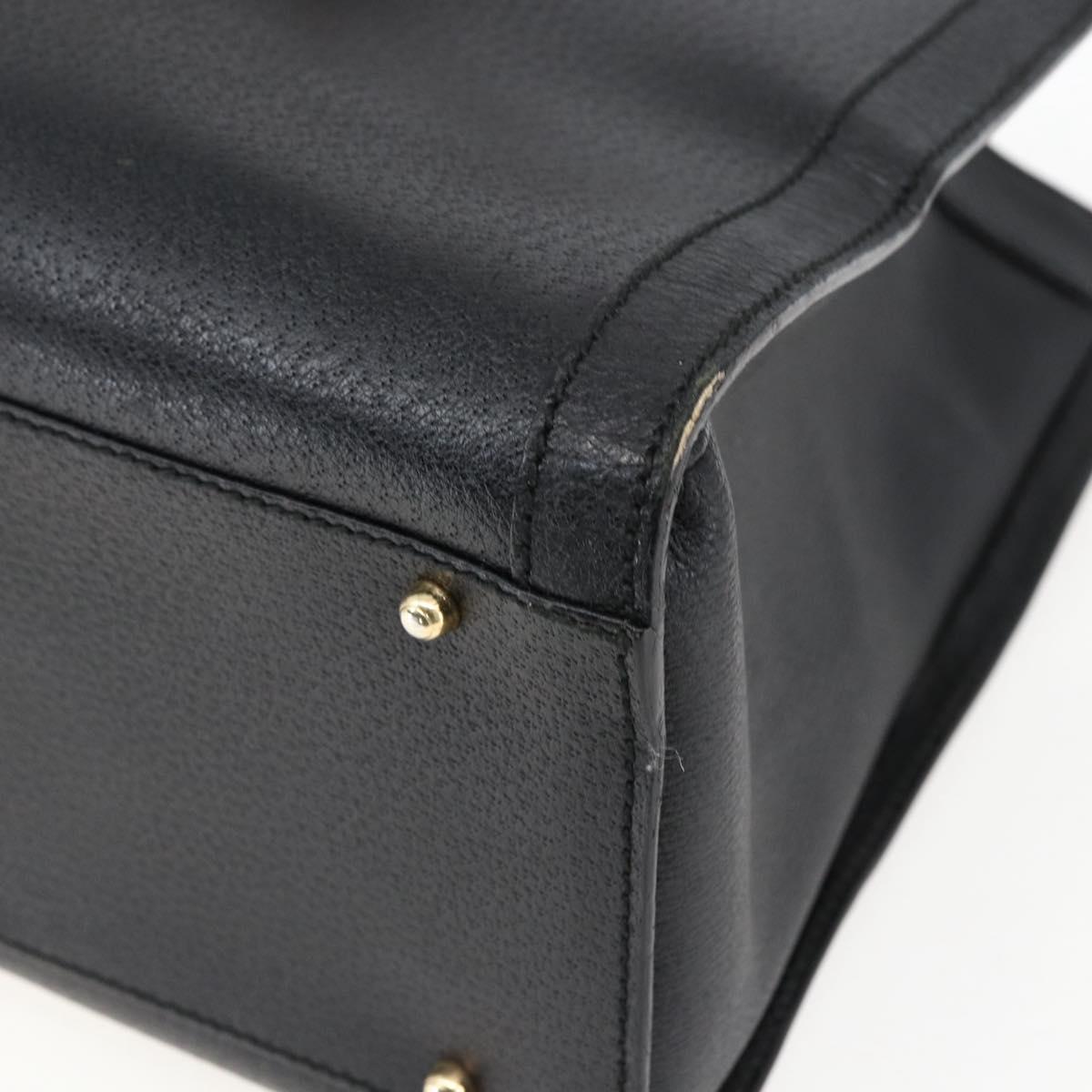 GUCCI Bamboo Hand Bag Leather Black Gold 002 1186 0260 Auth ep13272