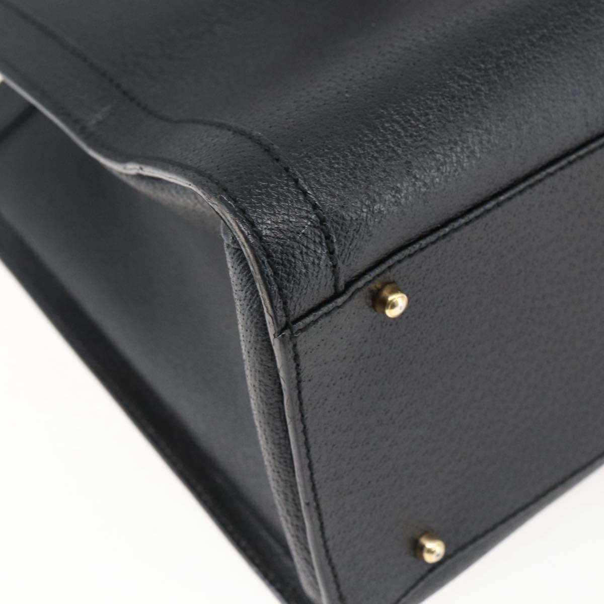 GUCCI Bamboo Hand Bag Leather Black Gold 002 1186 0260 Auth ep13272