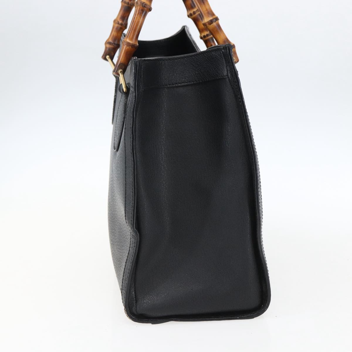 GUCCI Bamboo Hand Bag Leather Black Gold 002 1186 0260 Auth ep13272