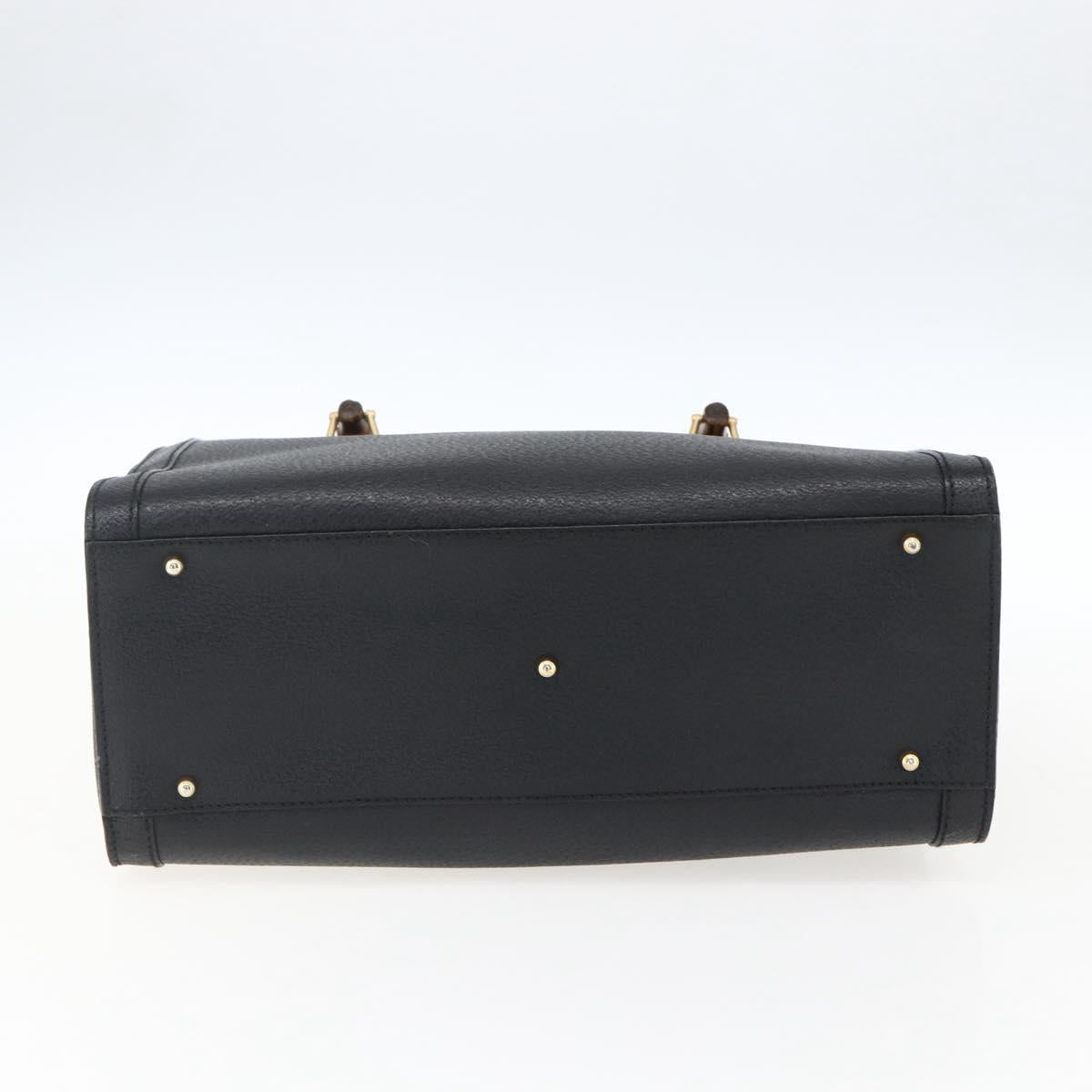 GUCCI Bamboo Hand Bag Leather Black Gold 002 1186 0260 Auth ep13272