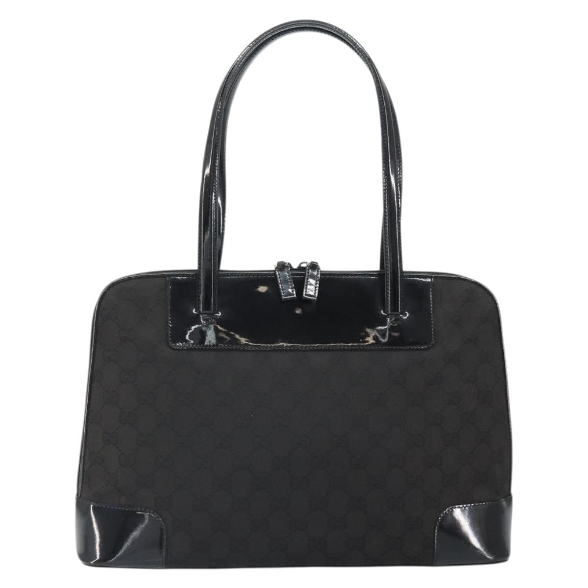 GUCCI GG Canvas Tote Bag Black Gold 002 1122 3444 Auth ep13276