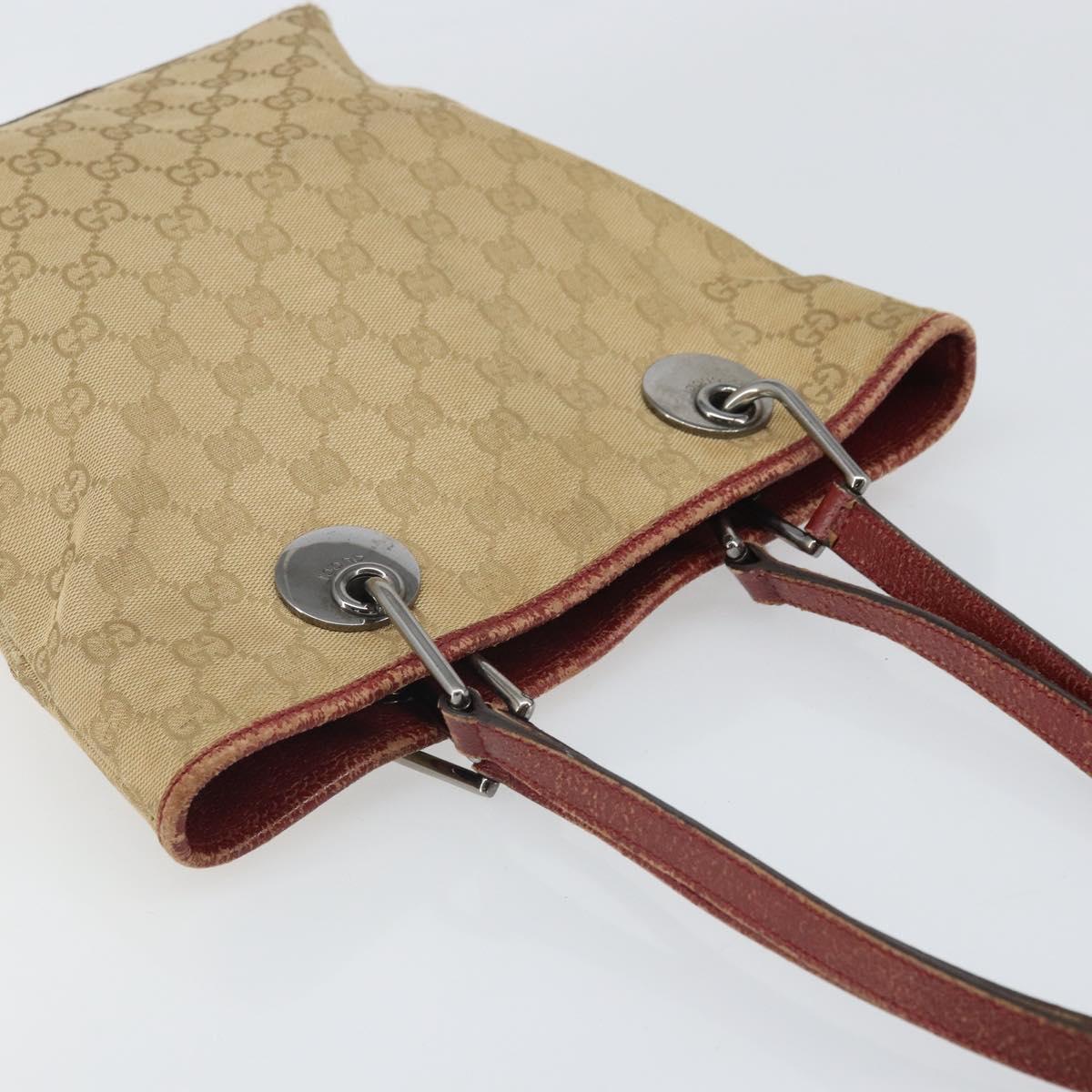 GUCCI GG Canvas Tote Bag Beige Silver 120840 Auth ep13283