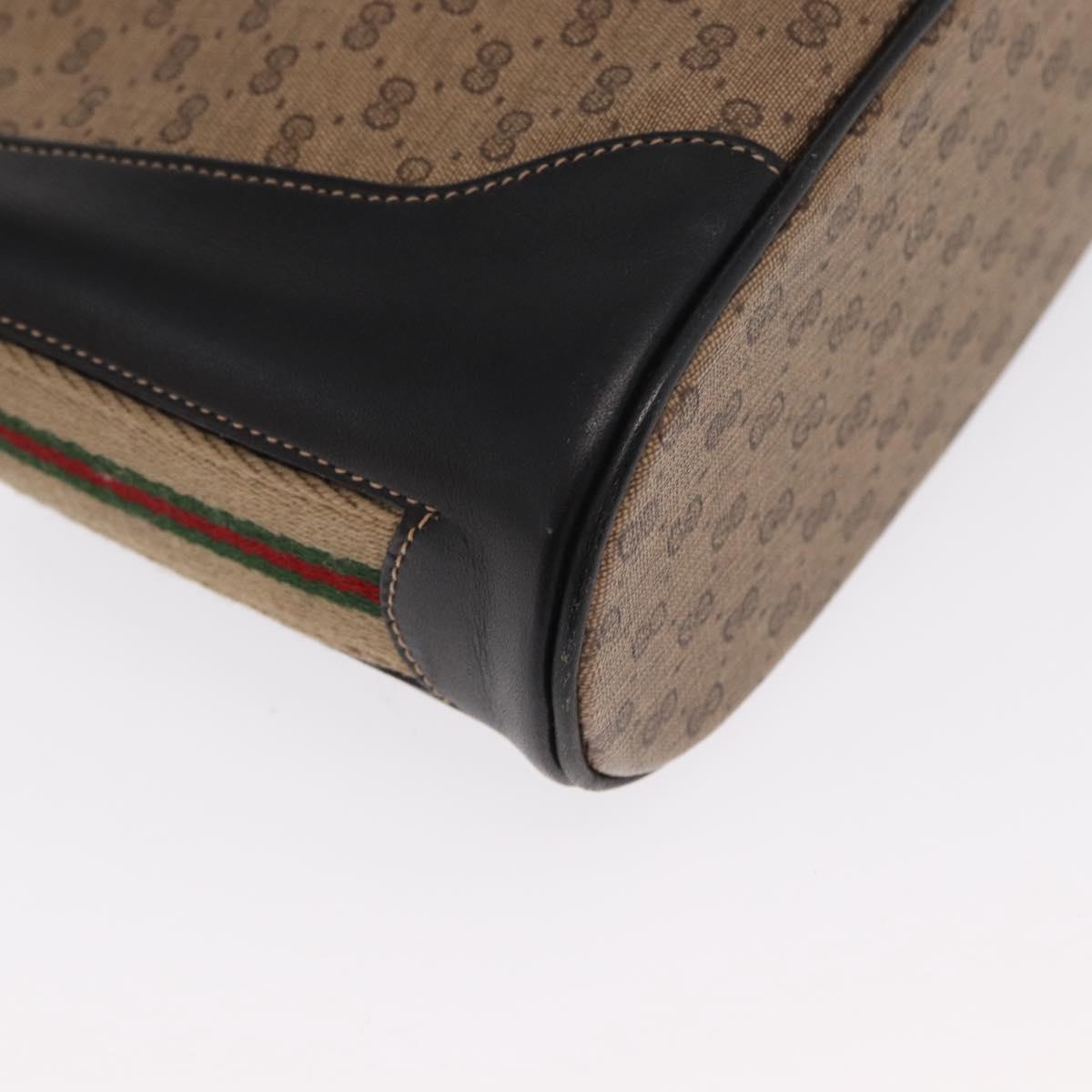 GUCCI Micro GG Supreme Web Sherry Line Bag PVC Beige Silver Auth ep13285