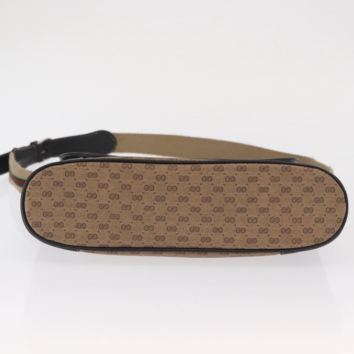 GUCCI Micro GG Supreme Web Sherry Line Bag PVC Beige Silver Auth ep13285
