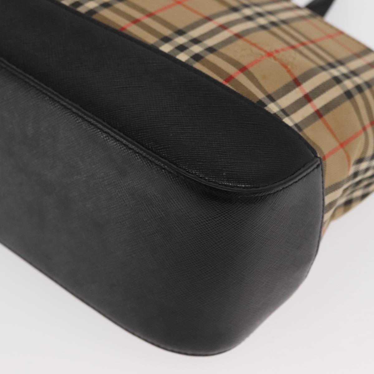 BURBERRY Nova Check Hand Bag Canvas Beige Gold Auth ep13288