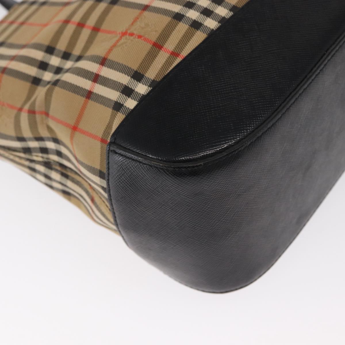 BURBERRY Nova Check Hand Bag Canvas Beige Gold Auth ep13288