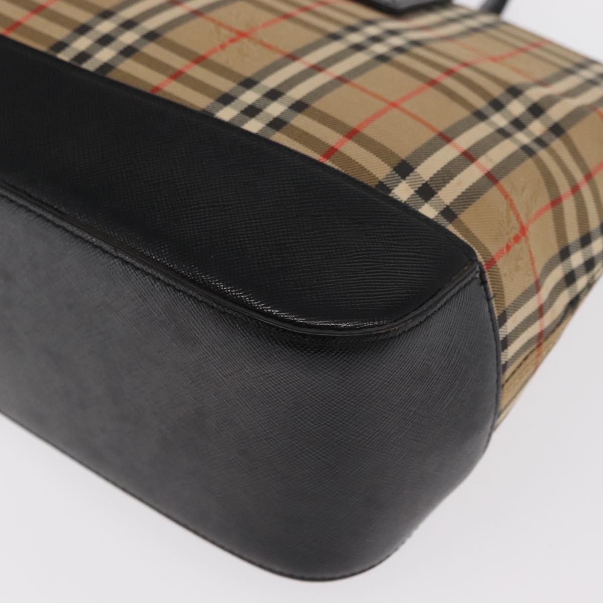 BURBERRY Nova Check Hand Bag Canvas Beige Gold Auth ep13288