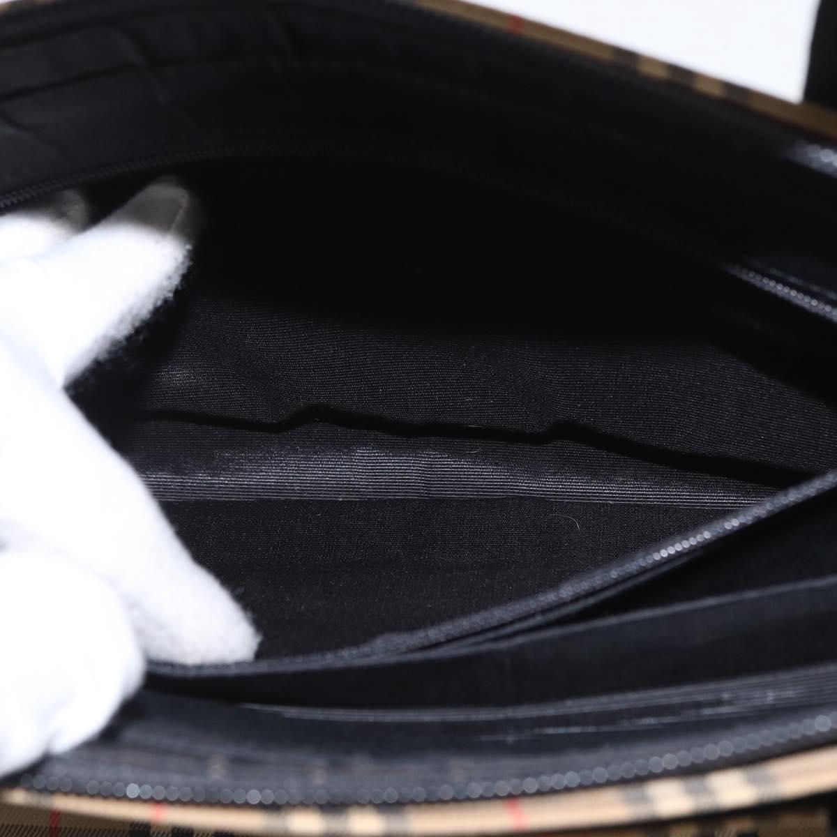 BURBERRY Nova Check Hand Bag Canvas Beige Gold Auth ep13288