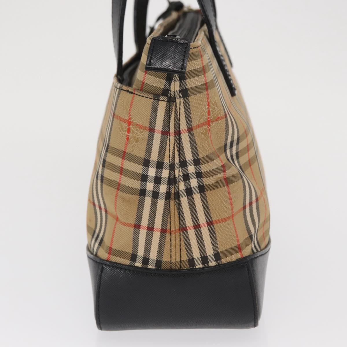 BURBERRY Nova Check Hand Bag Canvas Beige Gold Auth ep13288