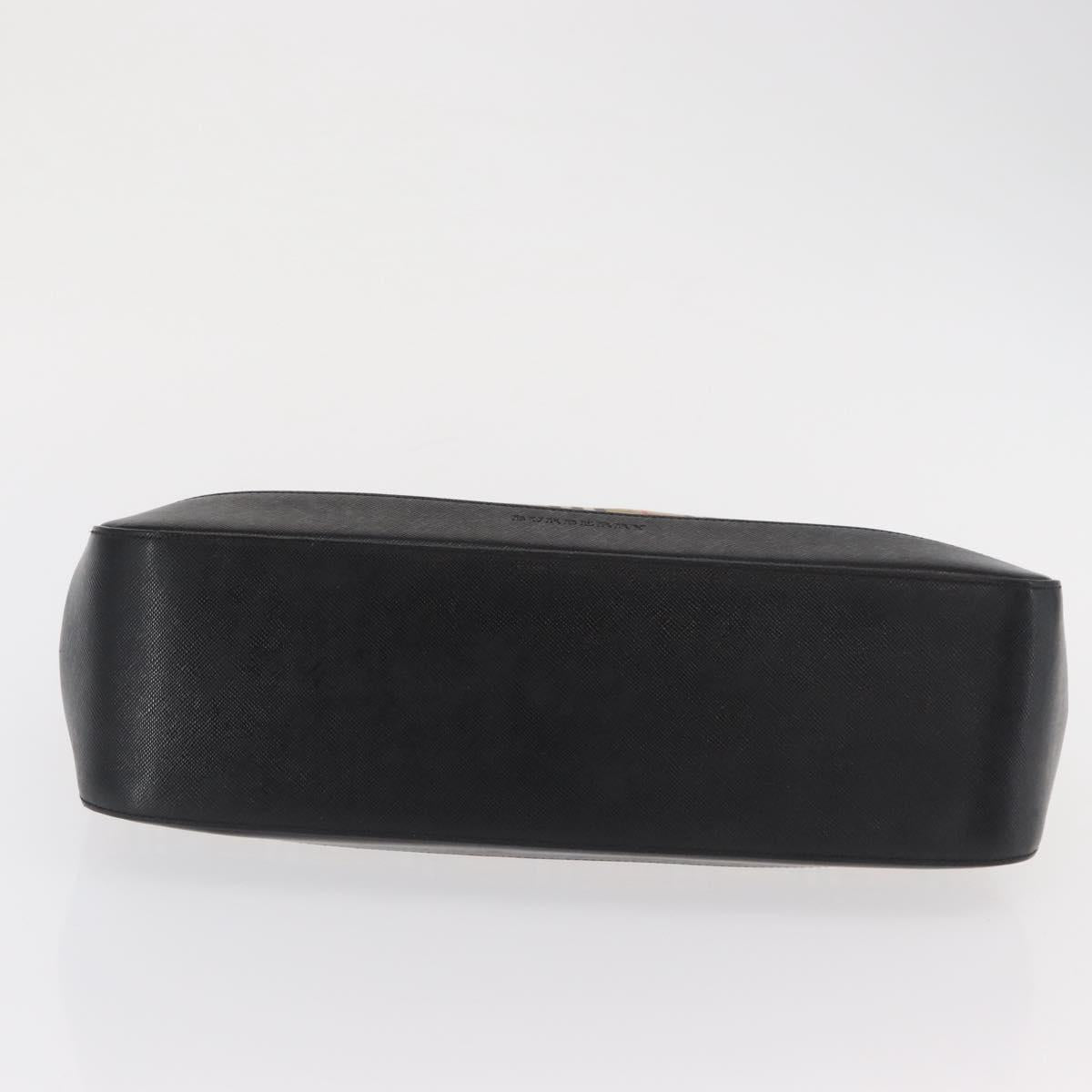 BURBERRY Nova Check Hand Bag Canvas Beige Gold Auth ep13288