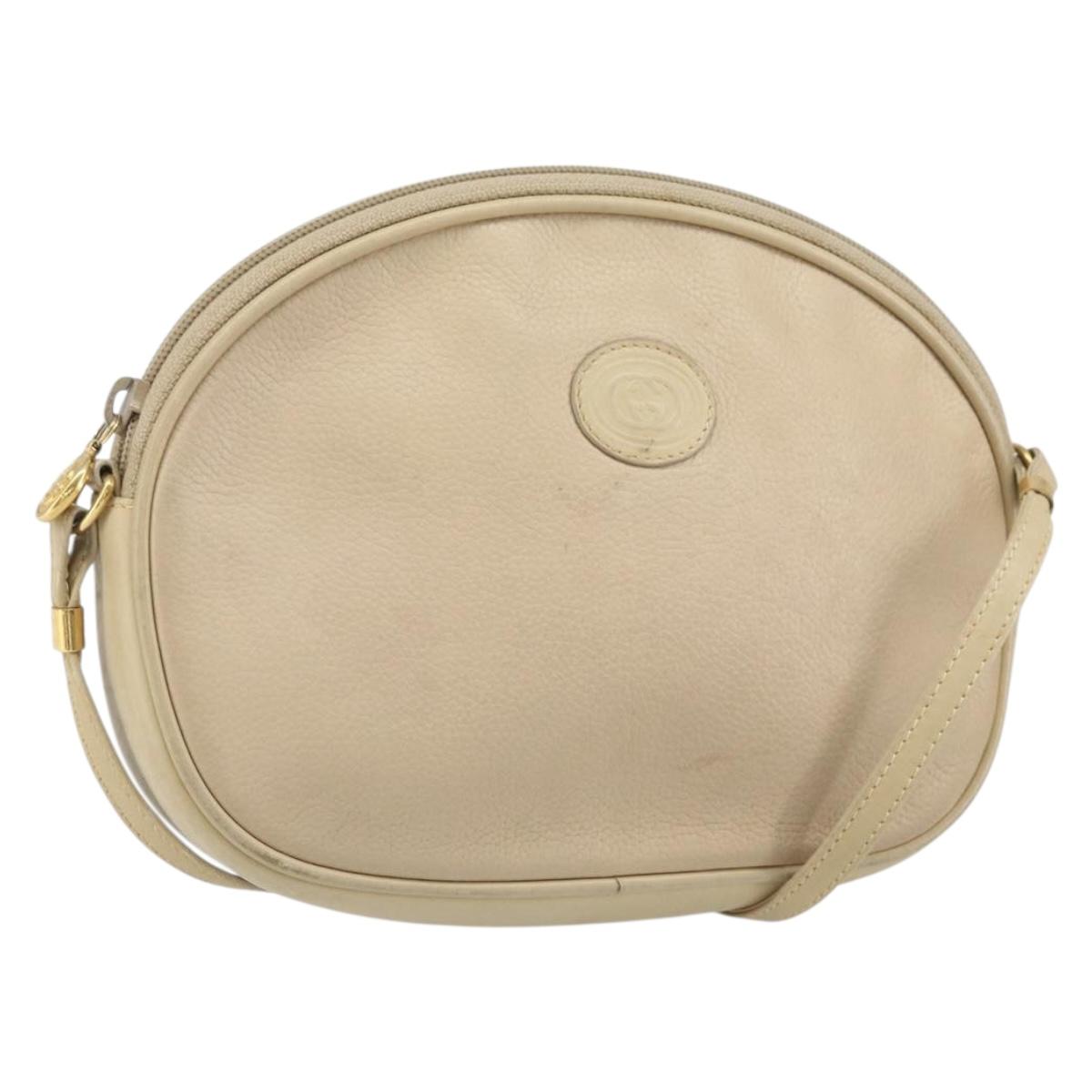GUCCI Shoulder Bag Leather Beige Gold 007 112 0094 Auth ep13291