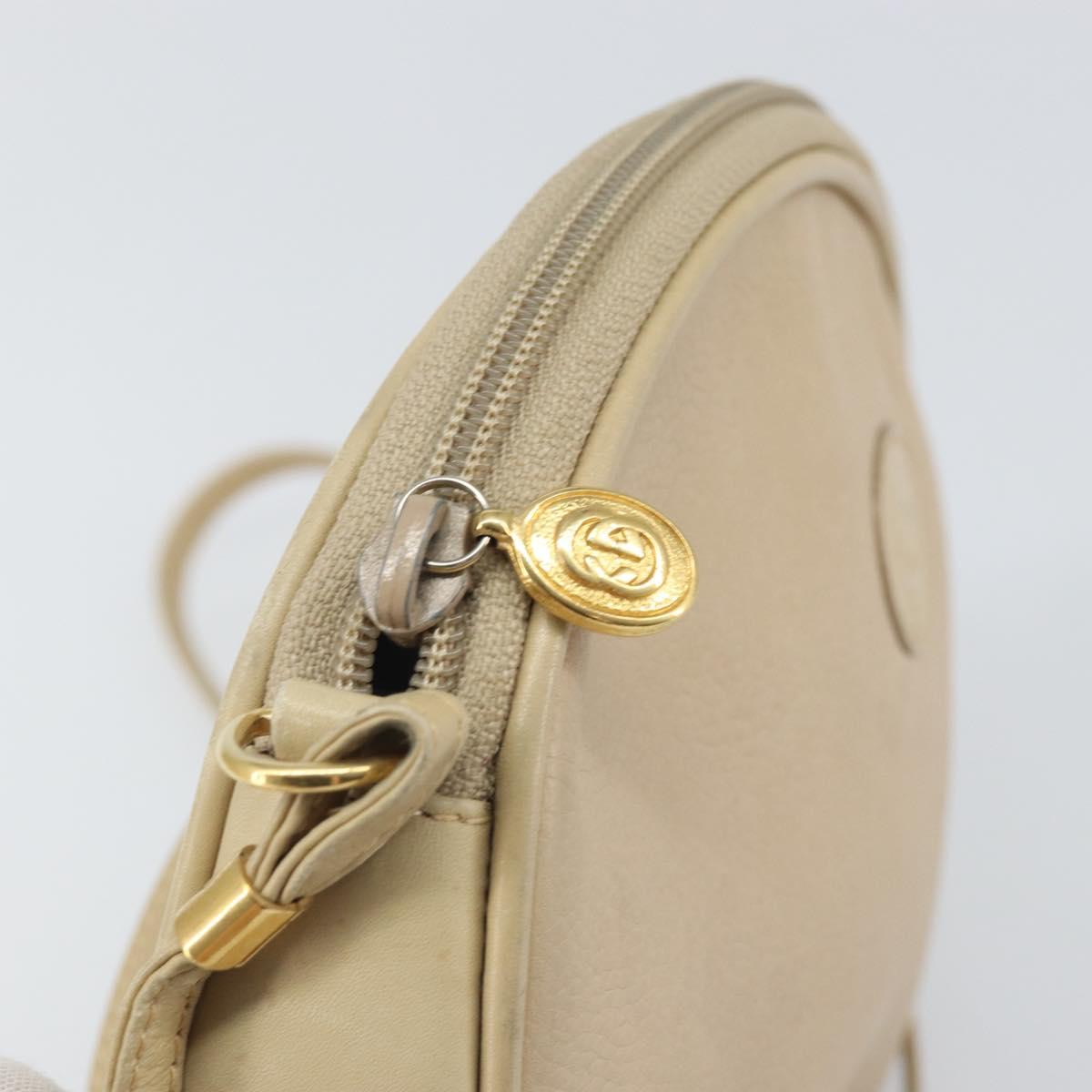 GUCCI Shoulder Bag Leather Beige Gold 007 112 0094 Auth ep13291