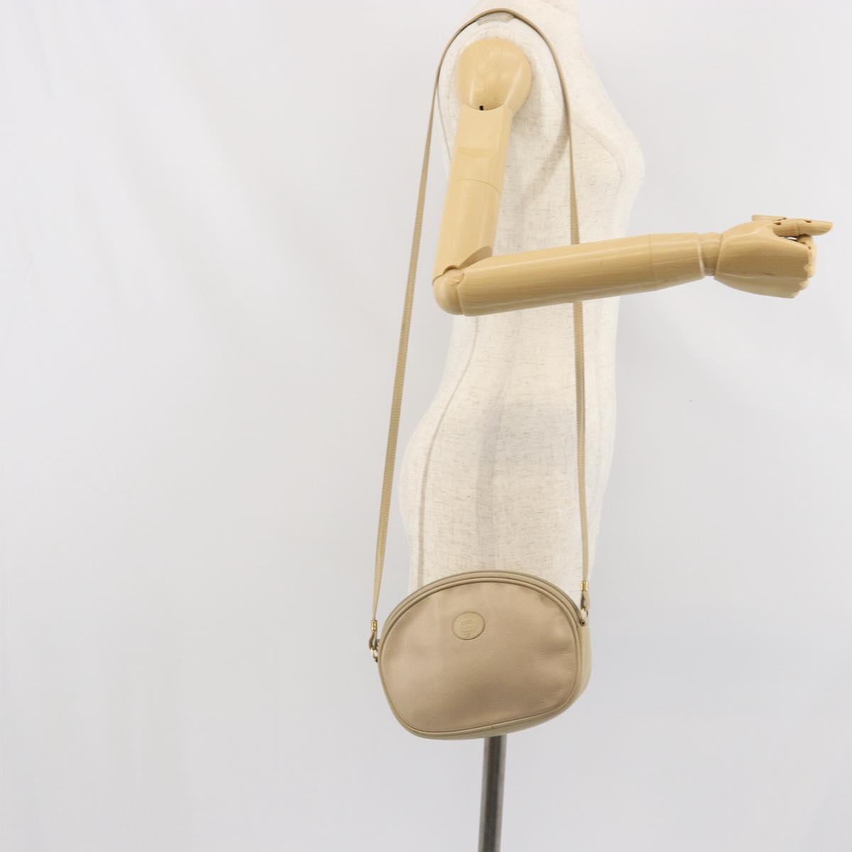 GUCCI Shoulder Bag Leather Beige Gold 007 112 0094 Auth ep13291