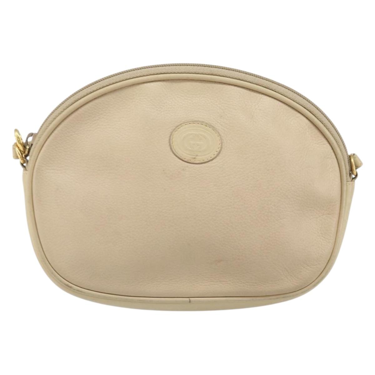 GUCCI Shoulder Bag Leather Beige Gold 007 112 0094 Auth ep13291
