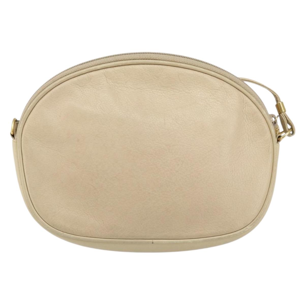 GUCCI Shoulder Bag Leather Beige Gold 007 112 0094 Auth ep13291