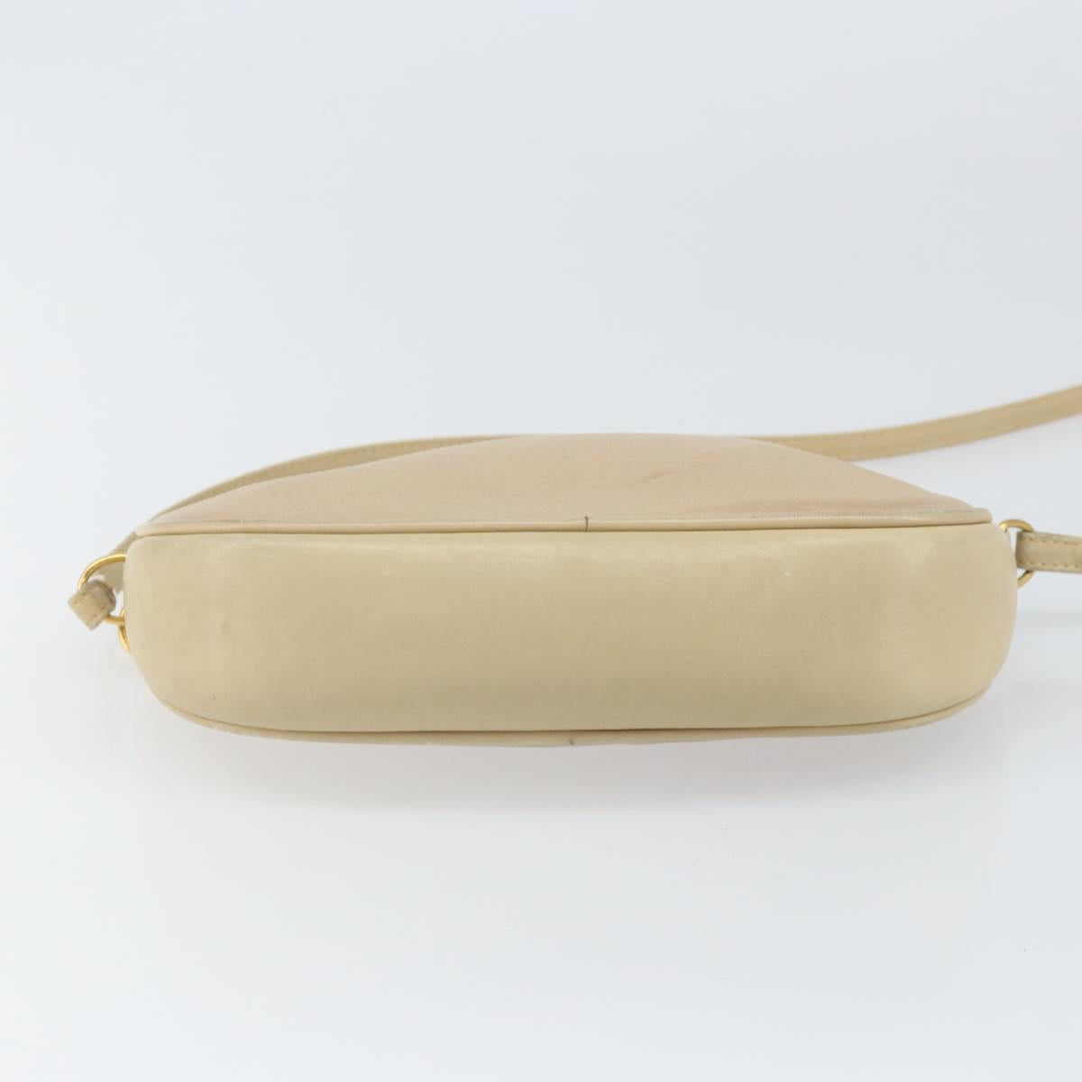 GUCCI Shoulder Bag Leather Beige Gold 007 112 0094 Auth ep13291