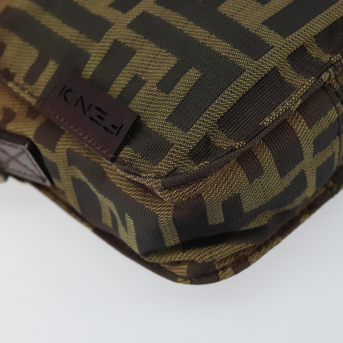 FENDI Zucca Canvas Shoulder Bag Black Brown Auth ep13292