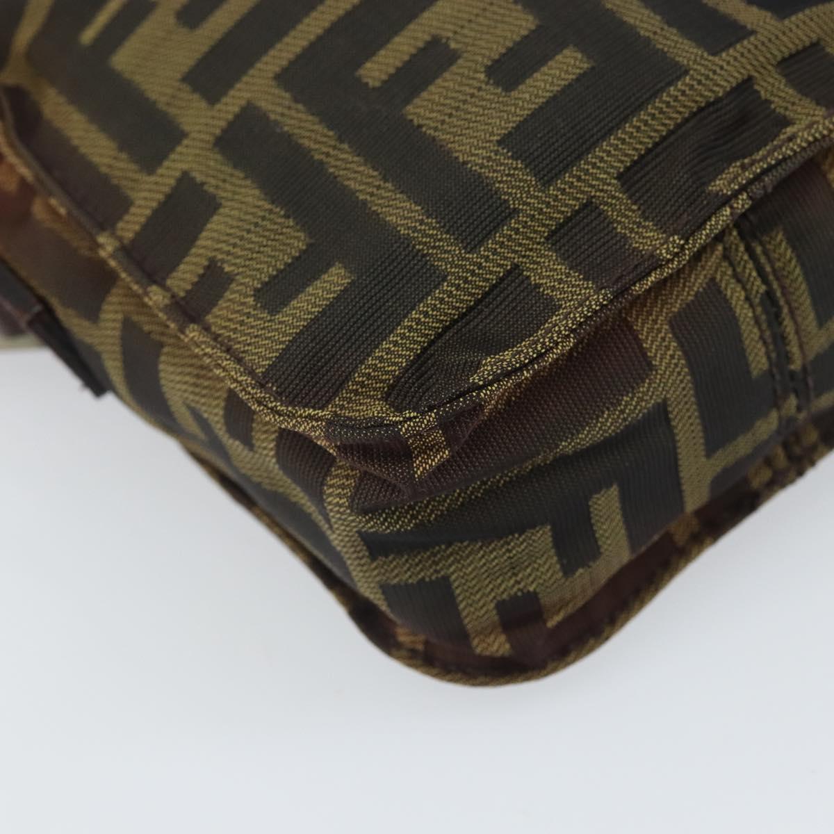 FENDI Zucca Canvas Shoulder Bag Black Brown Auth ep13292