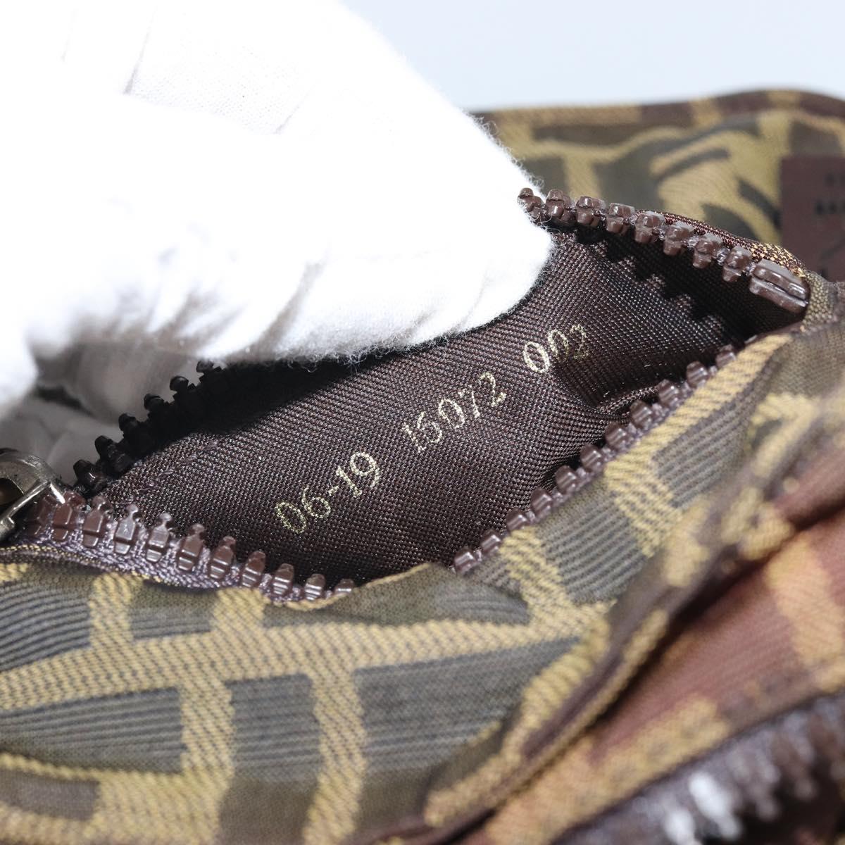 FENDI Zucca Canvas Shoulder Bag Black Brown Auth ep13292