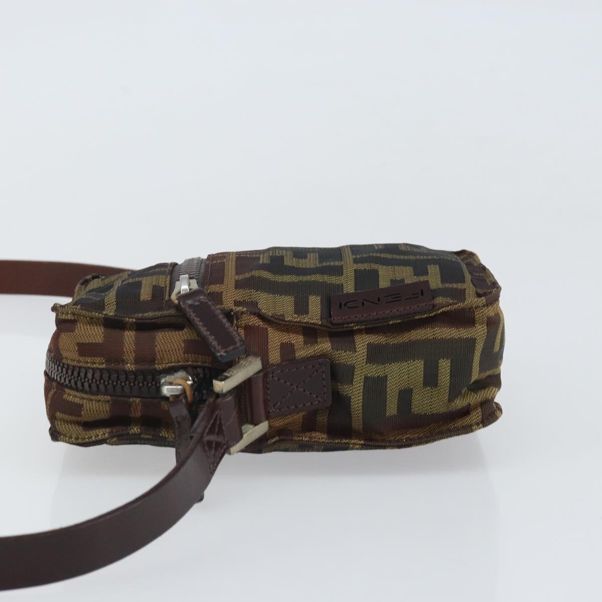 FENDI Zucca Canvas Shoulder Bag Black Brown Auth ep13292