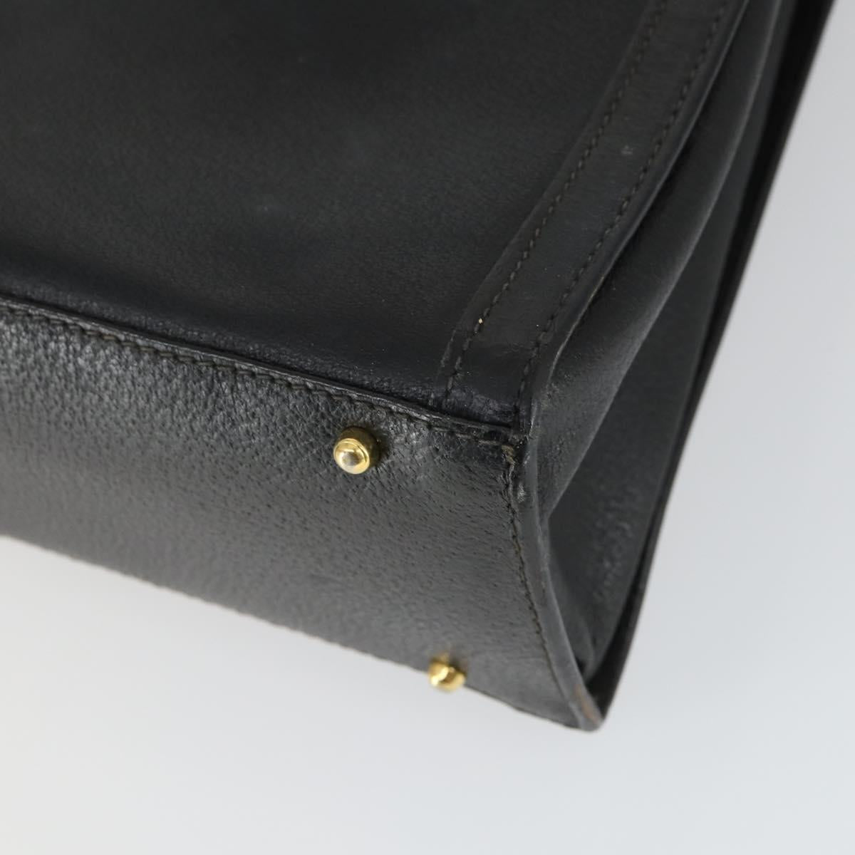GUCCI Bamboo Hand Bag Leather Black Gold 002 123 0260 Auth ep13295