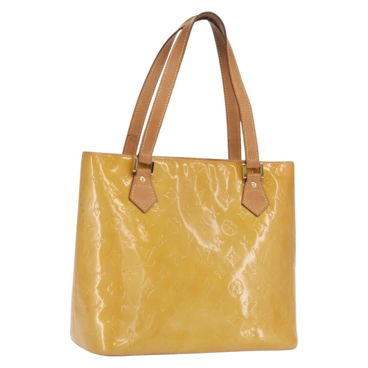 LOUIS VUITTON Monogram Vernis Houston Hand Bag Beige M91004 LV Auth ep13296