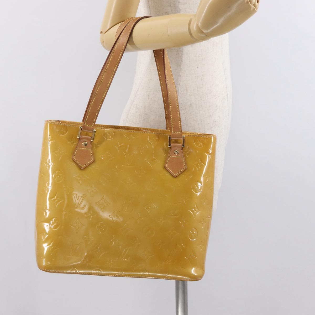 LOUIS VUITTON Monogram Vernis Houston Hand Bag Beige M91004 LV Auth ep13296