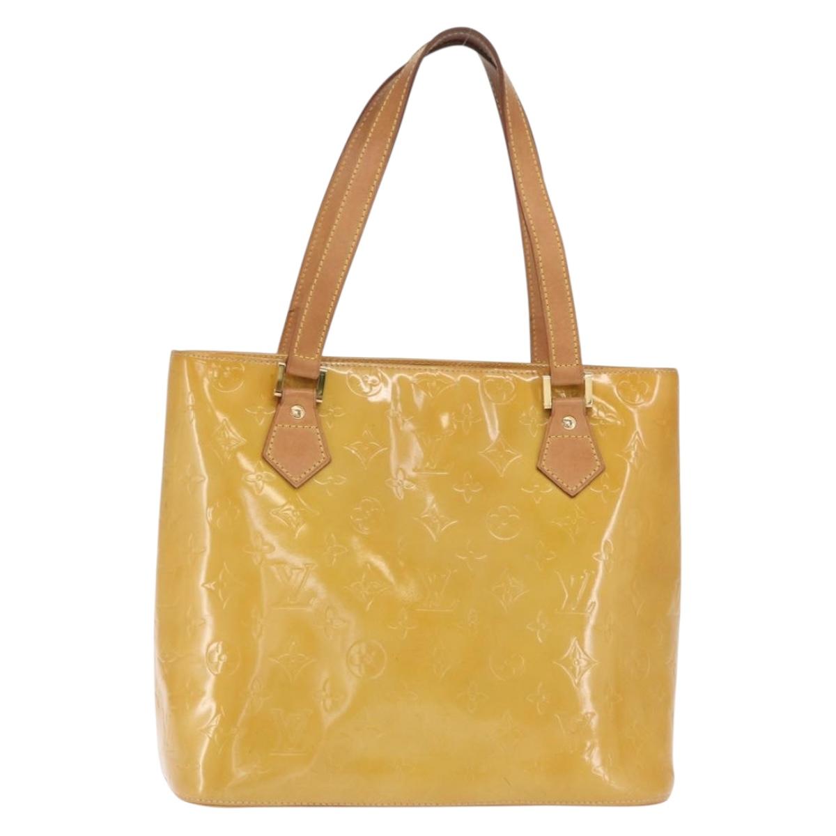 LOUIS VUITTON Monogram Vernis Houston Hand Bag Beige M91004 LV Auth ep13296