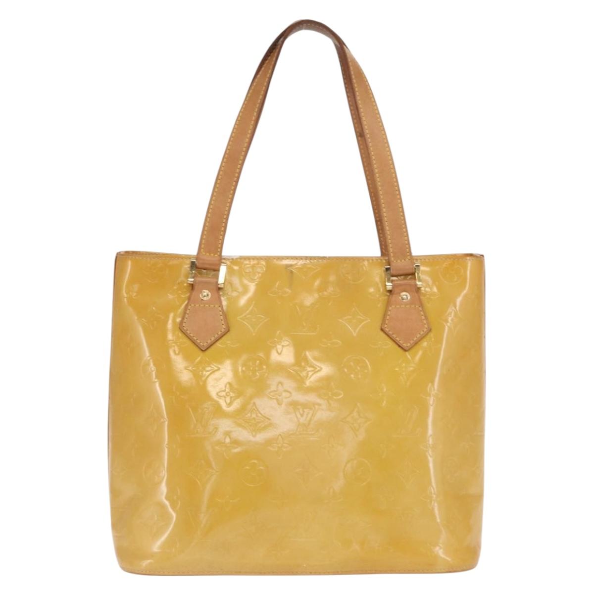 LOUIS VUITTON Monogram Vernis Houston Hand Bag Beige M91004 LV Auth ep13296