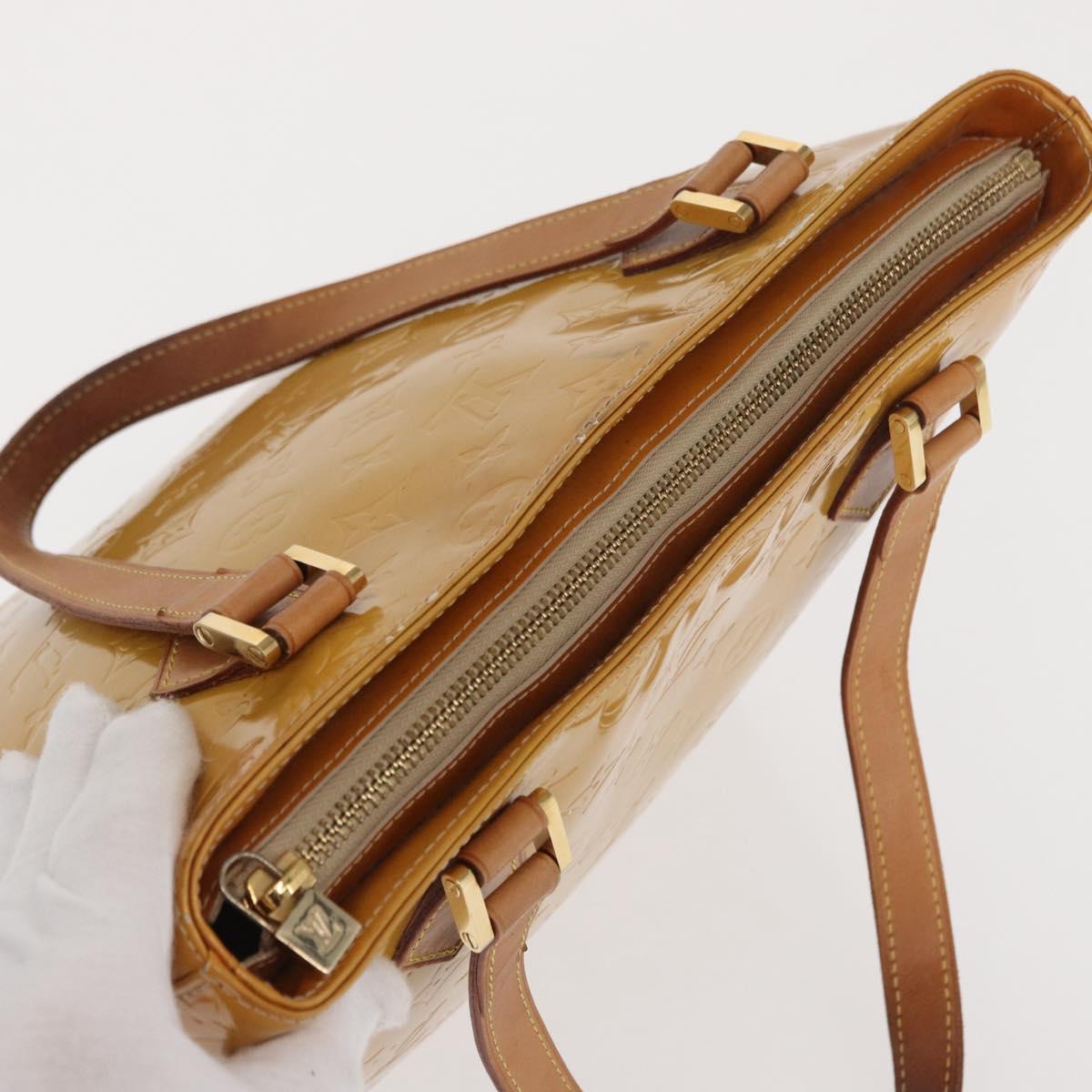 LOUIS VUITTON Monogram Vernis Houston Hand Bag Beige M91004 LV Auth ep13296