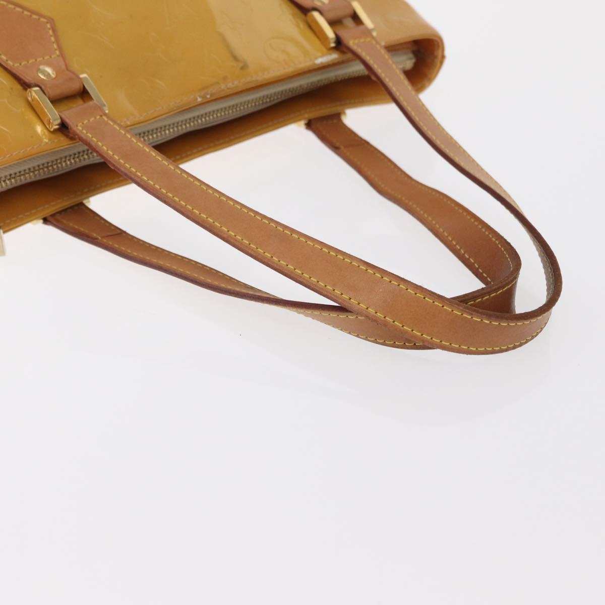 LOUIS VUITTON Monogram Vernis Houston Hand Bag Beige M91004 LV Auth ep13296