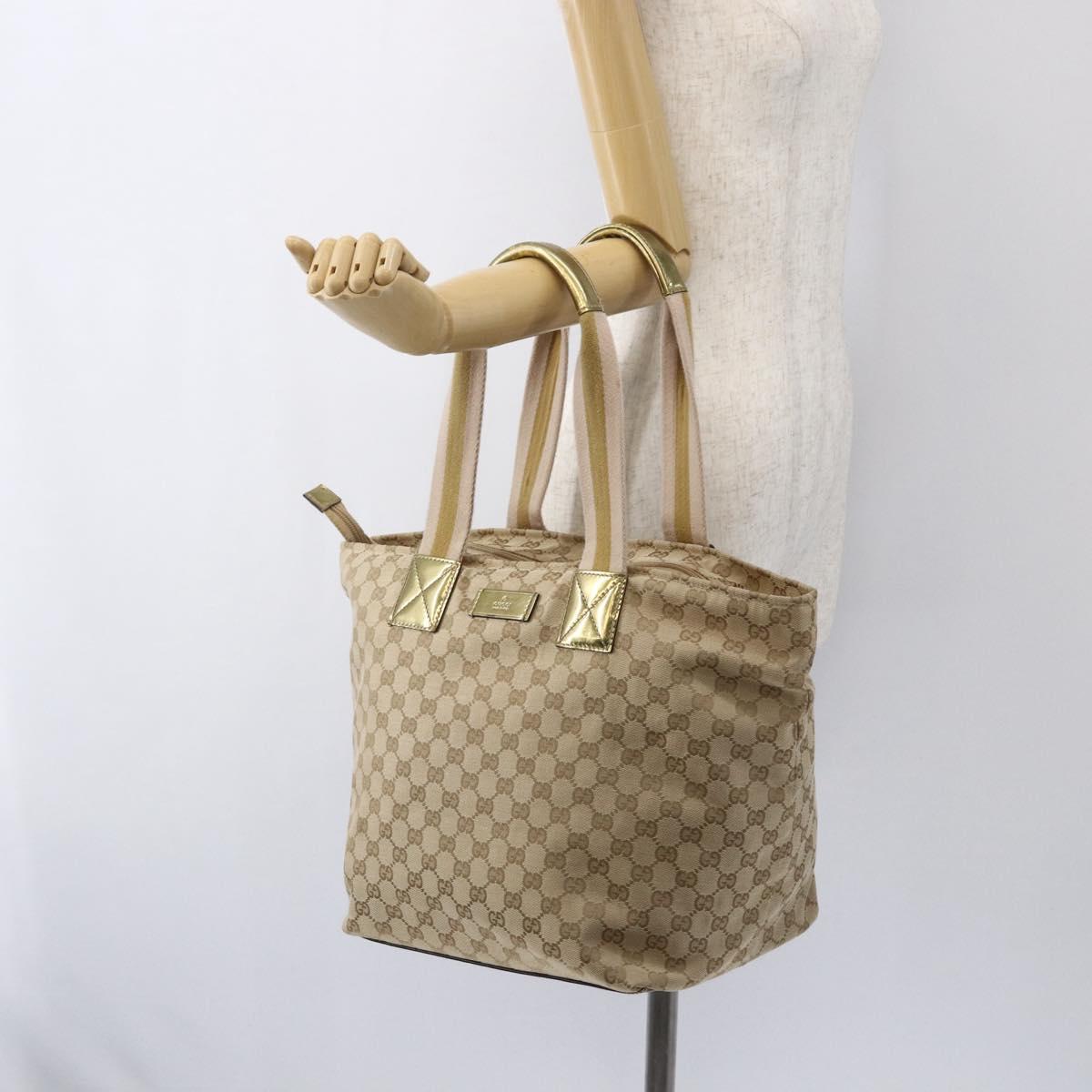 GUCCI GG Canvas Sherry Line Tote Bag Beige Pink 131231 Auth ep13301