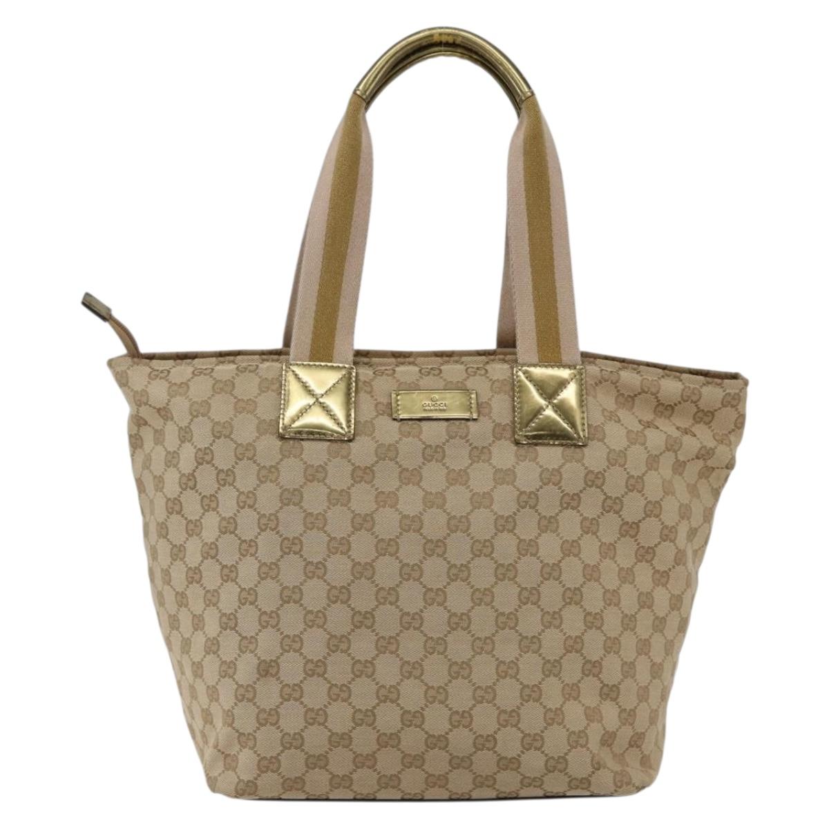 GUCCI GG Canvas Sherry Line Tote Bag Beige Pink 131231 Auth ep13301