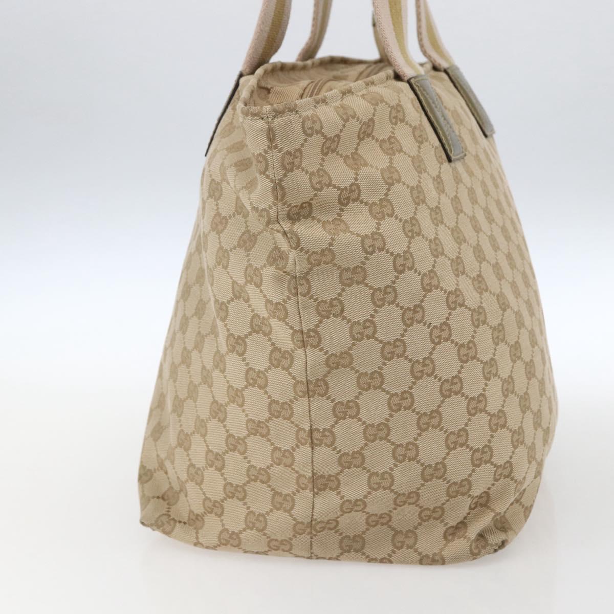 GUCCI GG Canvas Sherry Line Tote Bag Beige Pink 131231 Auth ep13301