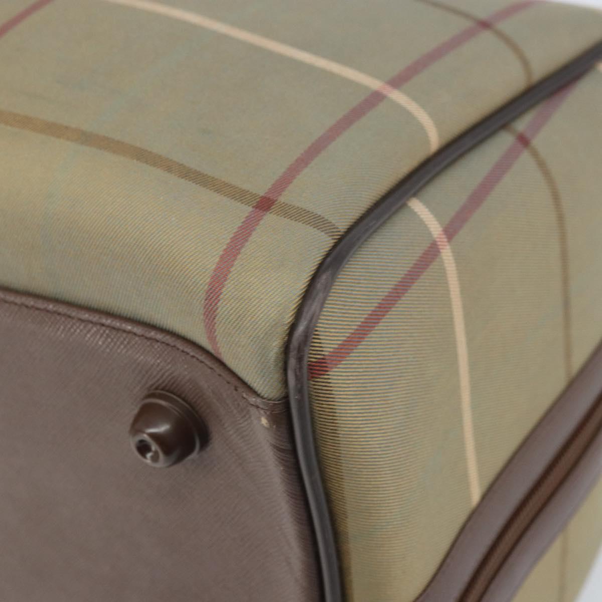 Burberrys Nova Check Boston Bag Canvas Beige Gold Auth ep13303
