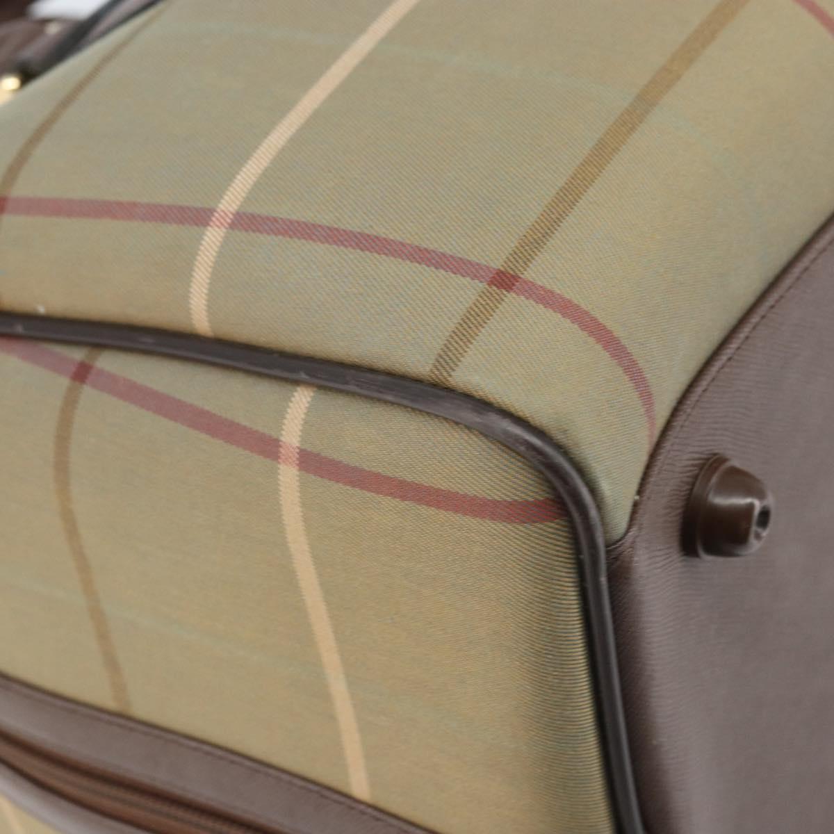 Burberrys Nova Check Boston Bag Canvas Beige Gold Auth ep13303