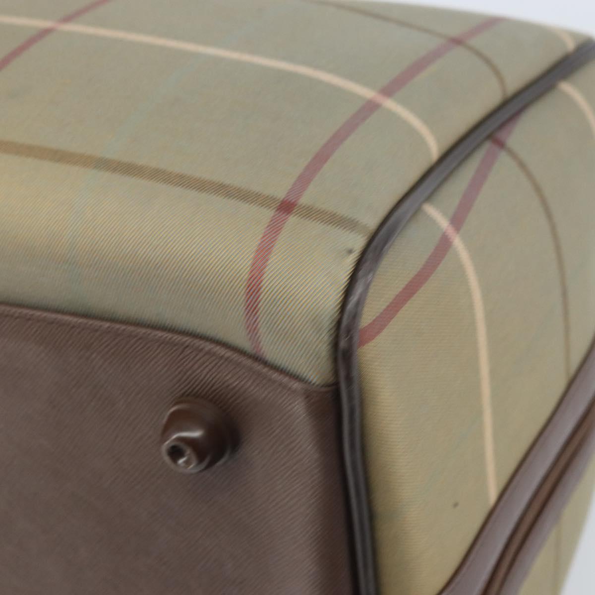 Burberrys Nova Check Boston Bag Canvas Beige Gold Auth ep13303