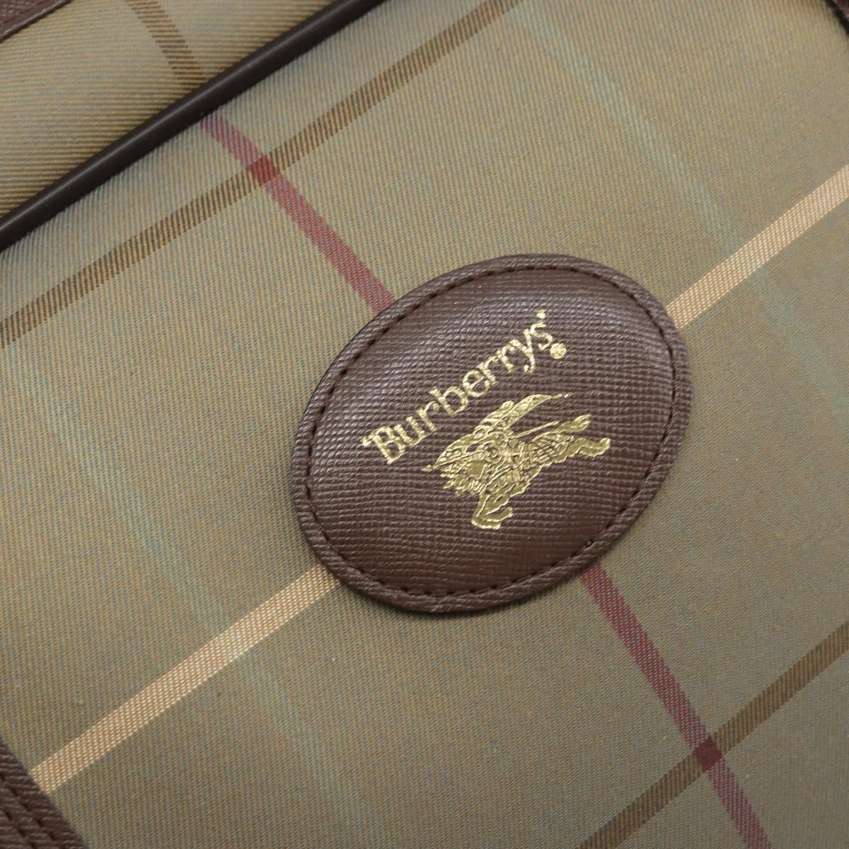 Burberrys Nova Check Boston Bag Canvas Beige Gold Auth ep13303