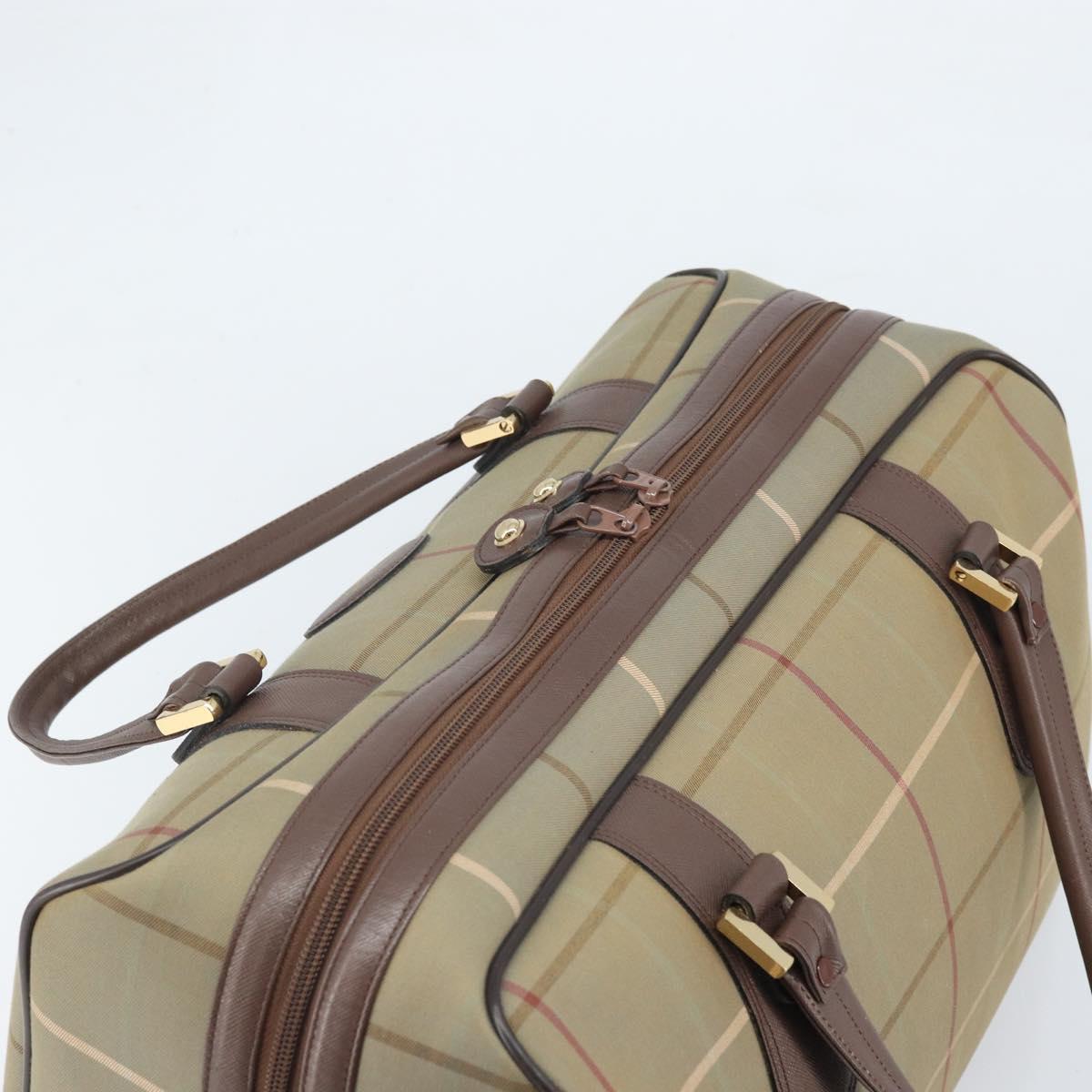 Burberrys Nova Check Boston Bag Canvas Beige Gold Auth ep13303