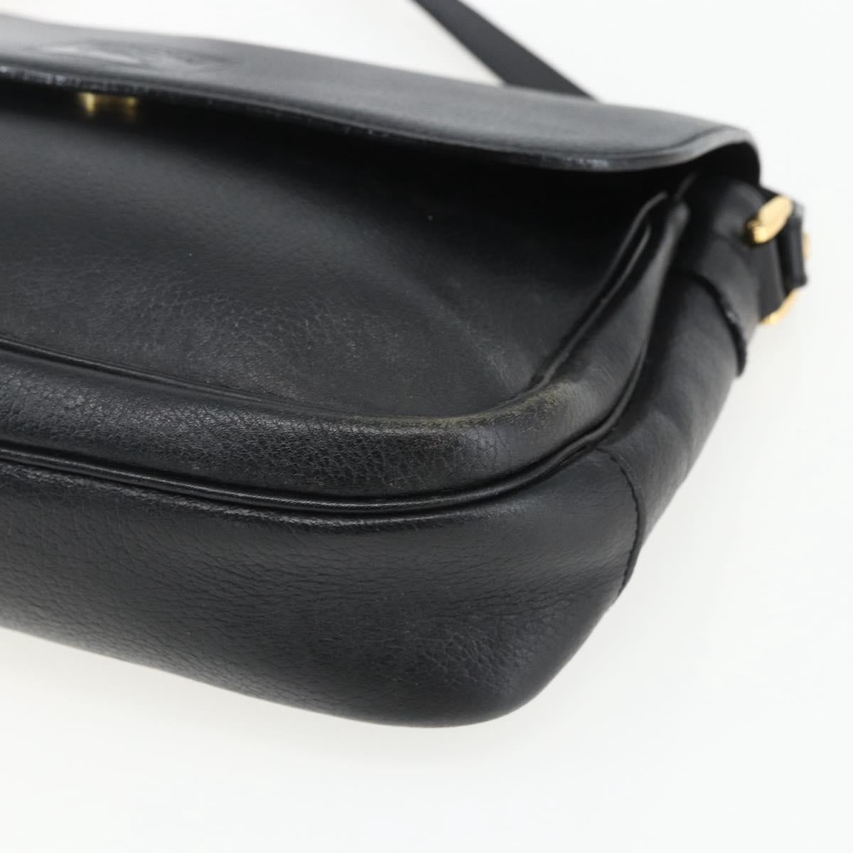 Burberrys Shoulder Bag Leather Black Gold Auth ep13305