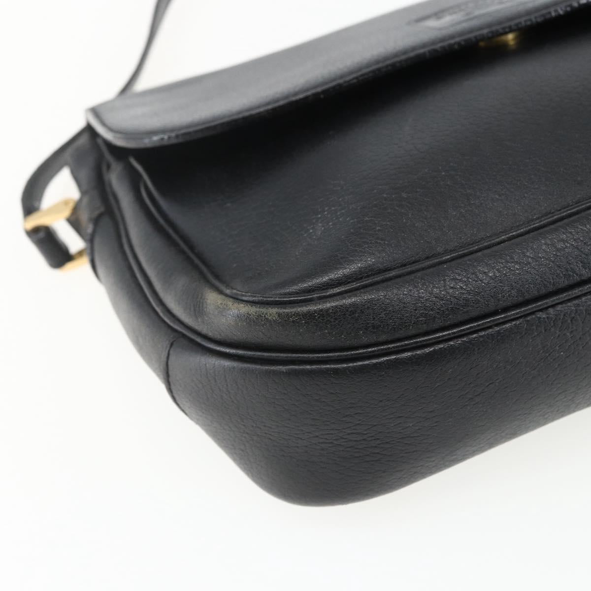 Burberrys Shoulder Bag Leather Black Gold Auth ep13305