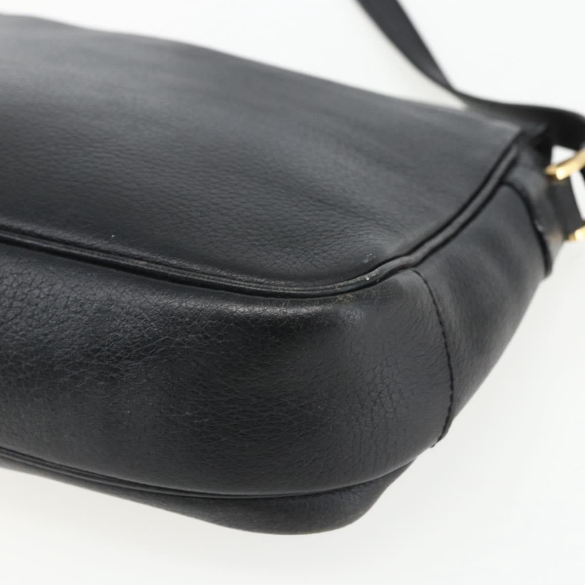Burberrys Shoulder Bag Leather Black Gold Auth ep13305