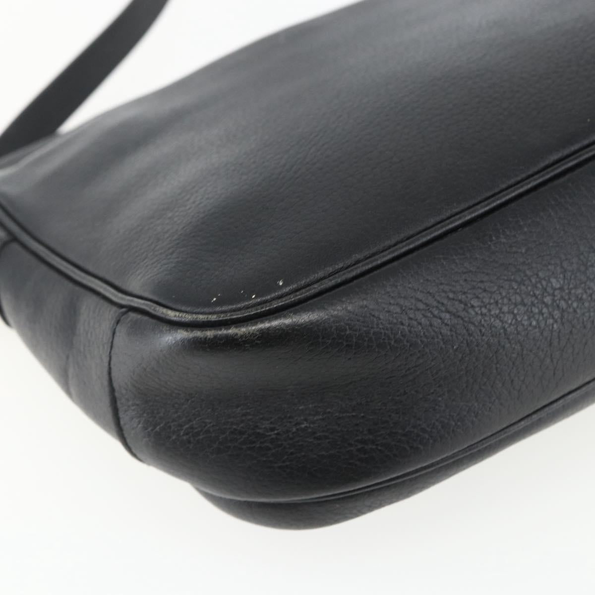 Burberrys Shoulder Bag Leather Black Gold Auth ep13305